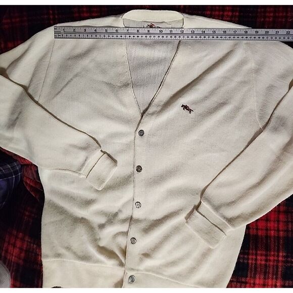 Vintage Steeple Chase Tan V Neck Orlon Cardigan Sweater‎ Made In USA Men's Large - Picture 7 of 16